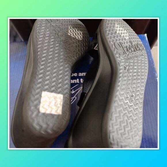 Skechers Womens Black Wedge Heel Slingback Open Toe Slip On Sandals Size 9 - Picture 4 of 5